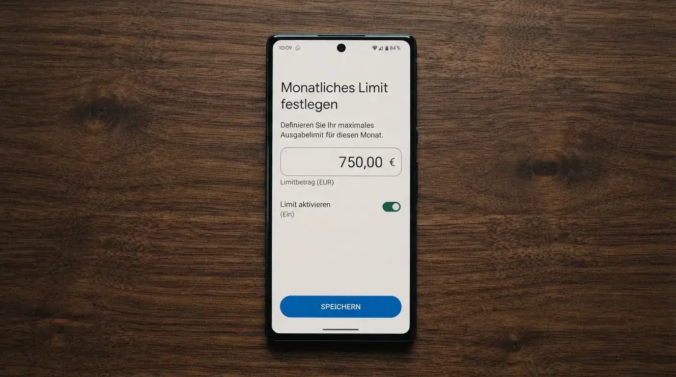 Bildschirmausschnitt eines Formulars zur Festlegung eines monatlichen Einzahlungslimits.