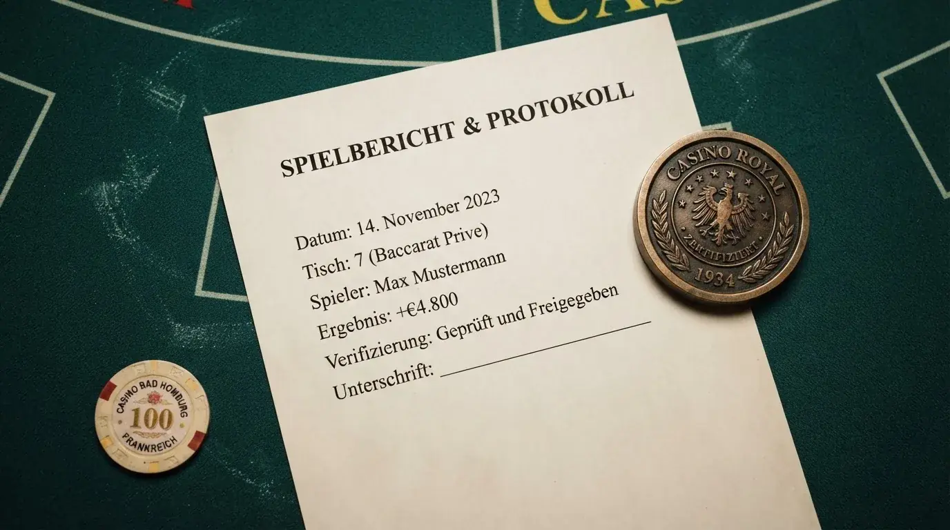Nahaufnahme einer gedruckten Anbieterliste neben einem amtlichen Prüfsiegel.